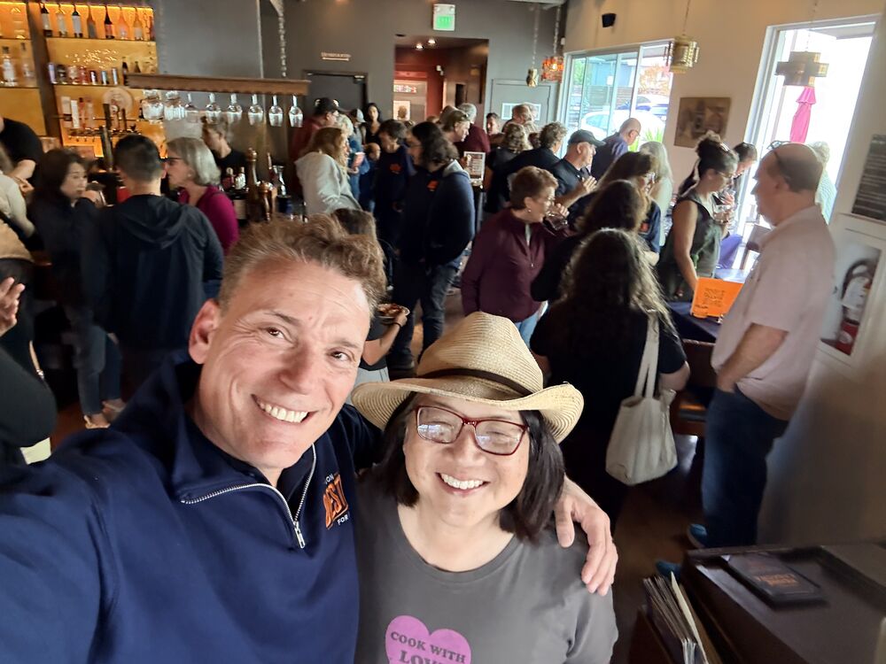 Jon with a supporter at the kickoff