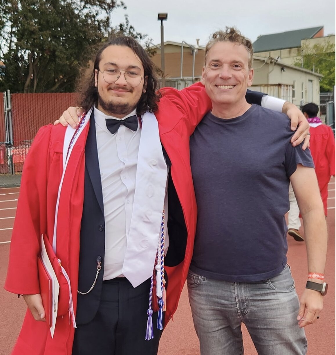 Jon and his son Sammy at Sammy's Albany High graduation